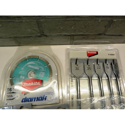 167 - 10 x MAKITA BWOOD BITS 1 x DIAMOND BLADE AND 1 x GRIND WHEEL