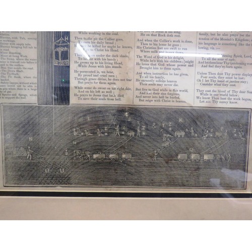 46 - FRAMED PRINT - A COAL PIT PLAN WITH A DESCRIPTION OF A MINE APPROX SIZE 24