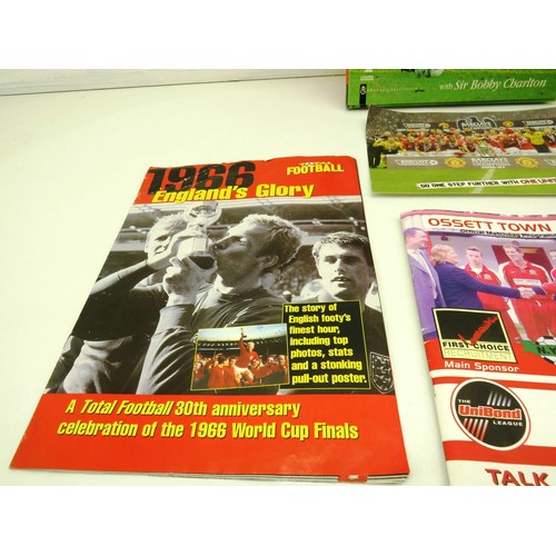 50 - OSSETT FOOTBALL, RUGBY TROPHIES AND BOOKS WITH COLLECTABLE COINS