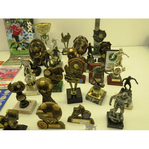 50 - OSSETT FOOTBALL, RUGBY TROPHIES AND BOOKS WITH COLLECTABLE COINS