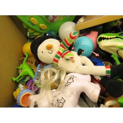 56 - BOX FULL OF VINTAGE CHILDRENS PLASTIC TOYS