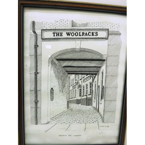 78 - SET OF FOUR GILMOUR PRINTS OF WAKEFIELD 94- WOOL PACKS YARD, GEORGE AND CROWN YARD, THE CATHEDRAL AN... 