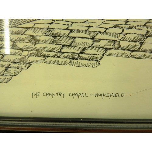 78 - SET OF FOUR GILMOUR PRINTS OF WAKEFIELD 94- WOOL PACKS YARD, GEORGE AND CROWN YARD, THE CATHEDRAL AN... 