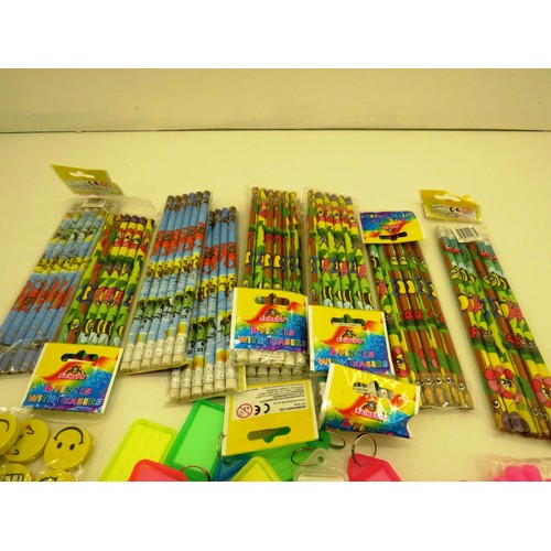 103 - MIXED PENCILS KEY TAGS, RUBBERS, GLIDERS