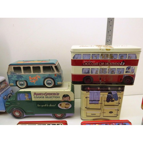 127 - RETRO ADVERTISING TINS, TRIAN, CAMPER, BUSSES ETC