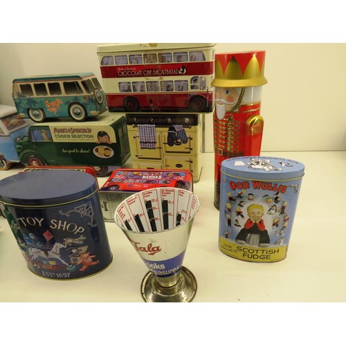 127 - RETRO ADVERTISING TINS, TRIAN, CAMPER, BUSSES ETC