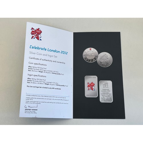 175 - CELEBRATE LONDON 2012 SILVER COIN AND INGOT SET WITH CERTIFICATE OF AUTHENTICITY