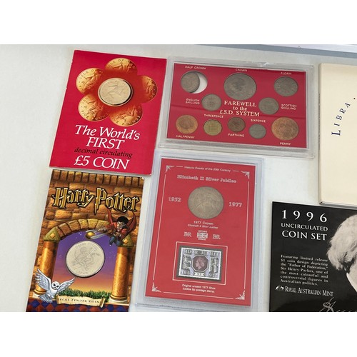 178 - 9x COLLECTABLE COIN SETS TO INCLUDE DECIMAL COIN SETS, SILVER JUBILEE AND HARRY POTTER