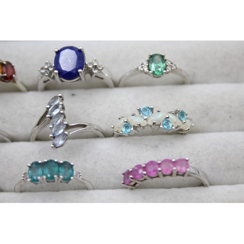 446 - 12 X .925 Gemstone Set Rings (39g)