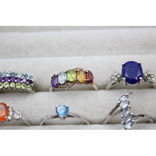 446 - 12 X .925 Gemstone Set Rings (39g)