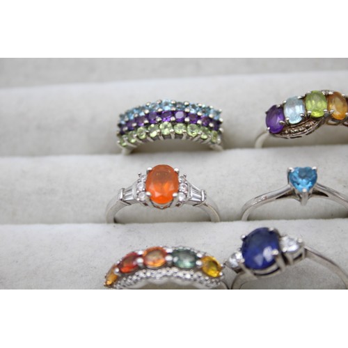 446 - 12 X .925 Gemstone Set Rings (39g)