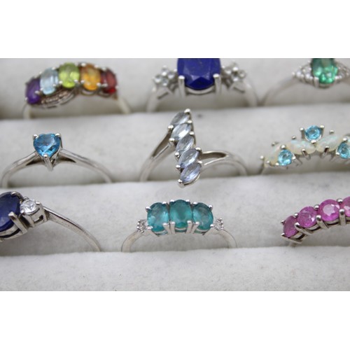 446 - 12 X .925 Gemstone Set Rings (39g)