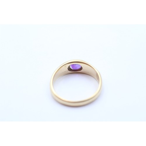 476 - 9ct gold amethyst single stone ring (2.8g) SIZE J