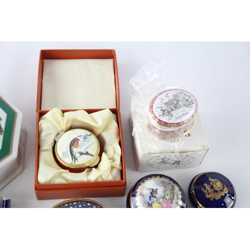 481 - 13 x Vintage Porcelain / Enamel PILL / TRINKET BOXES Inc Museum Collection Etc