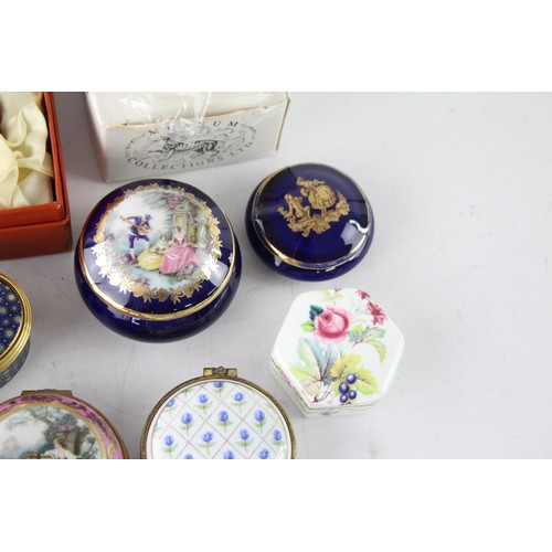 481 - 13 x Vintage Porcelain / Enamel PILL / TRINKET BOXES Inc Museum Collection Etc