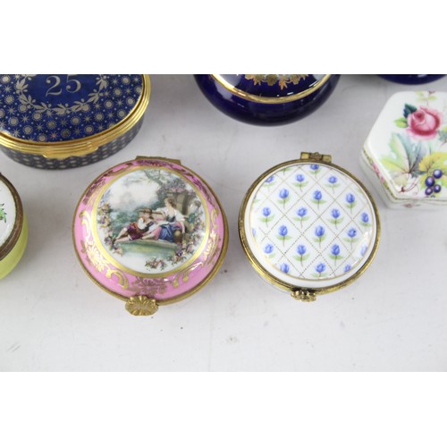 481 - 13 x Vintage Porcelain / Enamel PILL / TRINKET BOXES Inc Museum Collection Etc