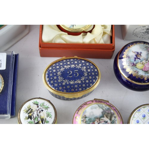 481 - 13 x Vintage Porcelain / Enamel PILL / TRINKET BOXES Inc Museum Collection Etc