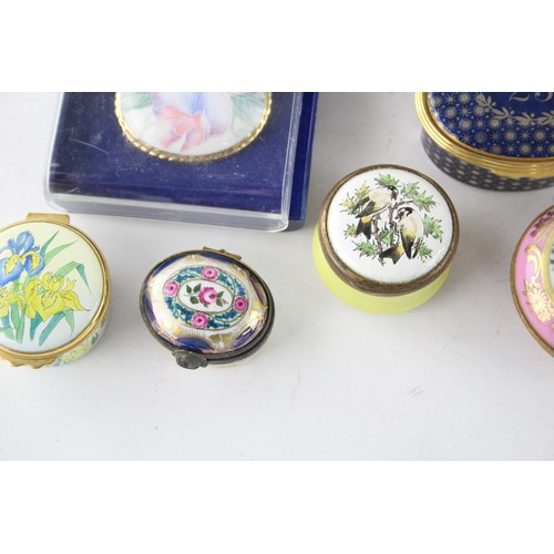 481 - 13 x Vintage Porcelain / Enamel PILL / TRINKET BOXES Inc Museum Collection Etc