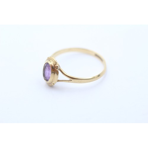 492 - 9ct gold amethyst single stone ring (1.2g) SIZE N