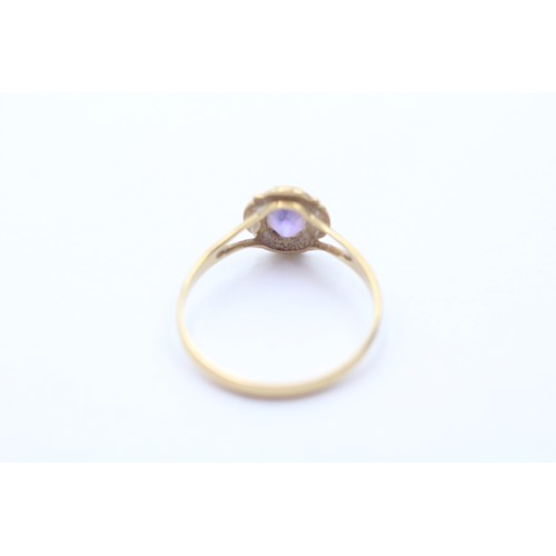 492 - 9ct gold amethyst single stone ring (1.2g) SIZE N