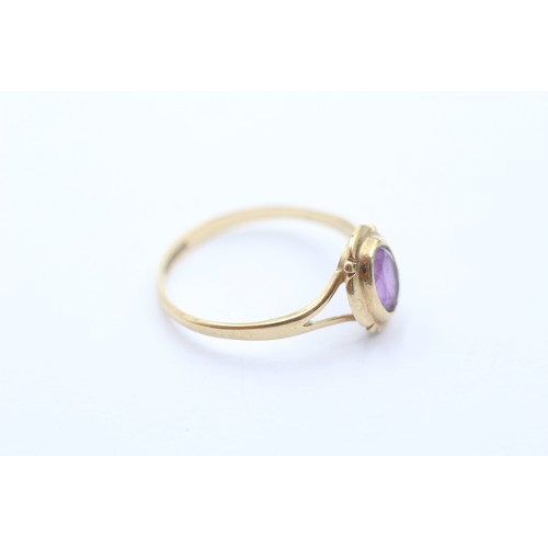 492 - 9ct gold amethyst single stone ring (1.2g) SIZE N