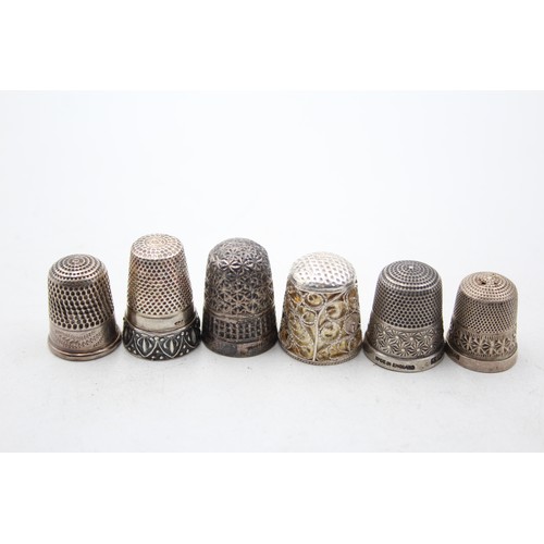 515 - 7 x Antique / Vintage .925 STERLING SILVER Thimbles Inc Charles Horner Etc (29g)