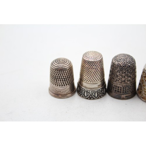 515 - 7 x Antique / Vintage .925 STERLING SILVER Thimbles Inc Charles Horner Etc (29g)