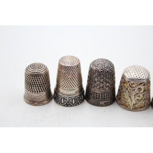 515 - 7 x Antique / Vintage .925 STERLING SILVER Thimbles Inc Charles Horner Etc (29g)