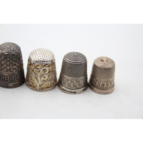 515 - 7 x Antique / Vintage .925 STERLING SILVER Thimbles Inc Charles Horner Etc (29g)