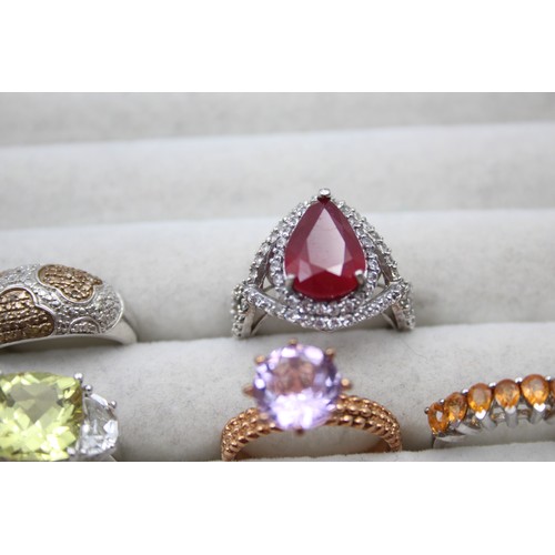 410 - 12 X .925 Gemstone Set Rings (58g)