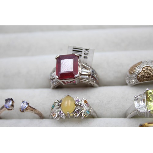 410 - 12 X .925 Gemstone Set Rings (58g)