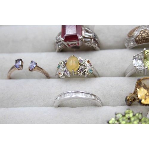 410 - 12 X .925 Gemstone Set Rings (58g)