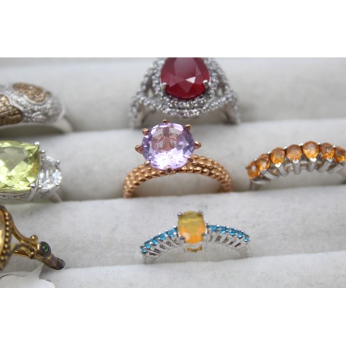 410 - 12 X .925 Gemstone Set Rings (58g)