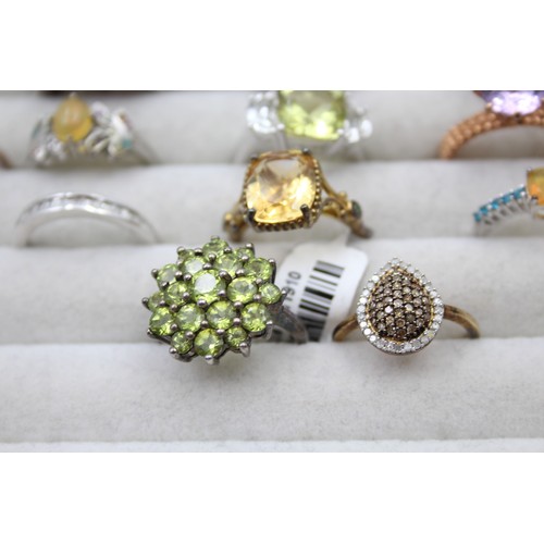 410 - 12 X .925 Gemstone Set Rings (58g)