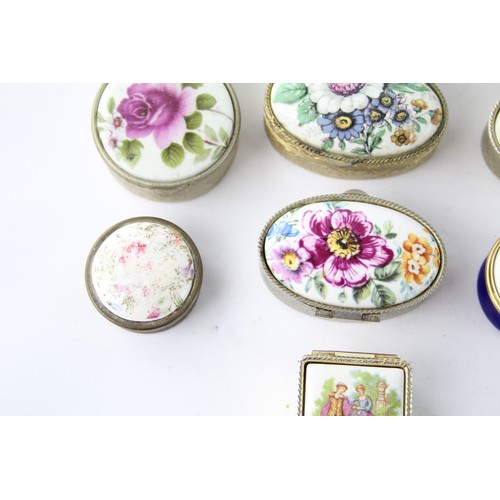 425 - 10 x Assorted Vintage Enamel PILL / TRINKET BOXES Inc Alastor Enamels Etc