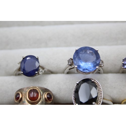 430 - 12 X .925 Gemstone Set Rings (53g)