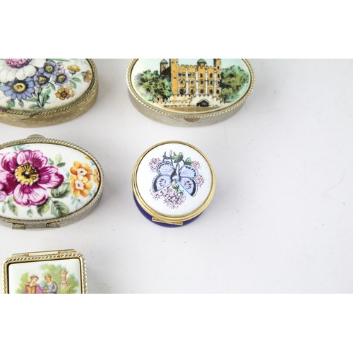 425 - 10 x Assorted Vintage Enamel PILL / TRINKET BOXES Inc Alastor Enamels Etc