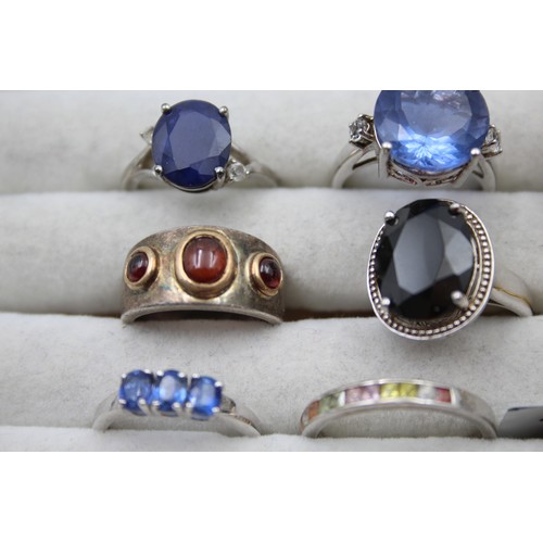 430 - 12 X .925 Gemstone Set Rings (53g)