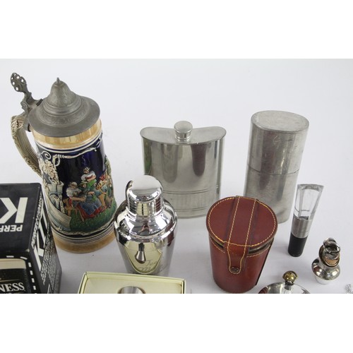 465 - Job Lot Of Assorted BREWERIANA Inc Dalvey Flasks, Cocktail Shaker Etc