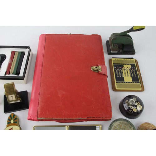 461 - 16 x Assorted Vintage DESK ACCESSORIES Inc Brass, Leather Folder Etc