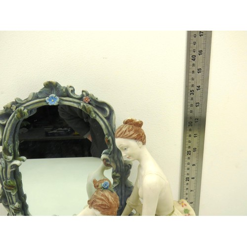 346 - A DECORATIVE TABLE MIRROR FEATURING BALLERINA