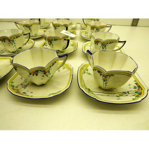 357 - SET OF 12 x CUPS AND SAUCERS - SHELLEY QUEEN ANNE SHAPE BALLOON TREES PATTERN No 11624