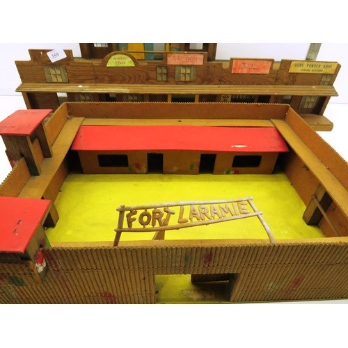 359 - VINTAGE WOODEN HANDMADE FORTRESS COWBOY TOWN PLAYSET