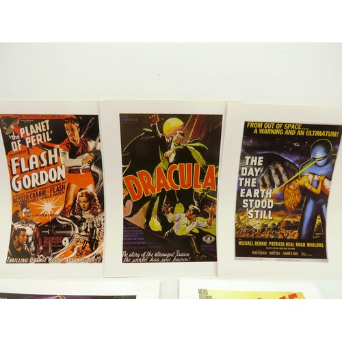 223 - SEVEN FILM POSTER PRINTS, FLASH GORDON, DRACULA, THE FLY