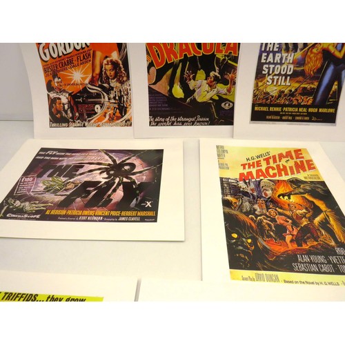 223 - SEVEN FILM POSTER PRINTS, FLASH GORDON, DRACULA, THE FLY