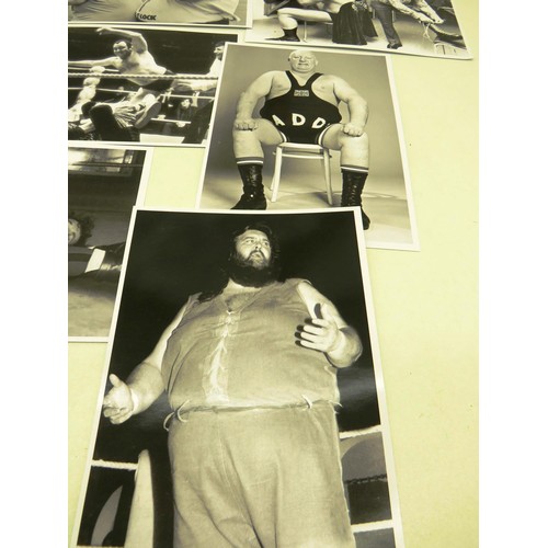 227 - BRITISH WRESTLERS PHOTOGRAPHS- BIG DADDY, GIANT HAYSTACKS, MICK MCMANUS- APPROXIMATELY 20