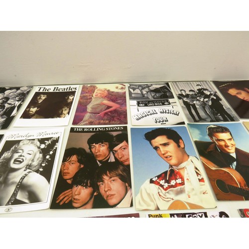 229 - POSTCARD COLLECTION- BEATLES, ELVIS, ROLLING STONES- APPROXIMATELY 30