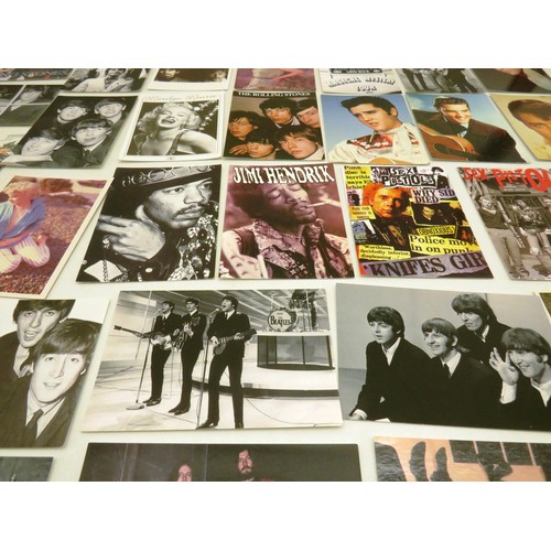 229 - POSTCARD COLLECTION- BEATLES, ELVIS, ROLLING STONES- APPROXIMATELY 30