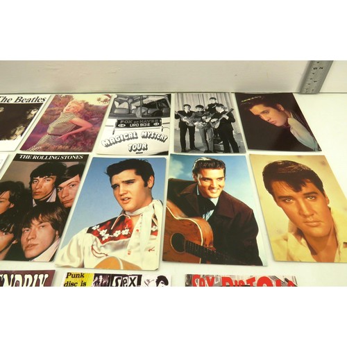 229 - POSTCARD COLLECTION- BEATLES, ELVIS, ROLLING STONES- APPROXIMATELY 30