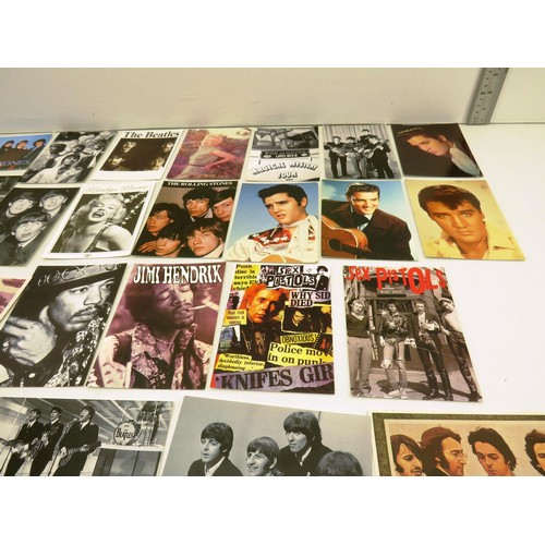 229 - POSTCARD COLLECTION- BEATLES, ELVIS, ROLLING STONES- APPROXIMATELY 30